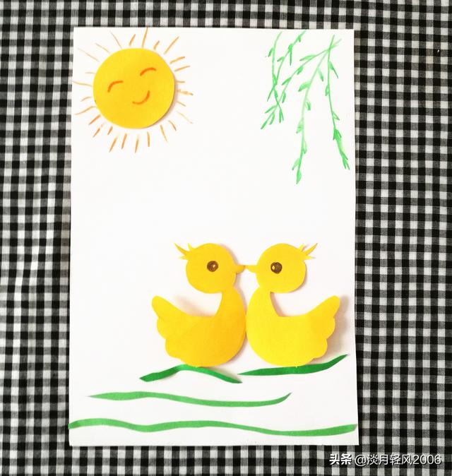 简单幼儿园剪纸手工，心爱小鸭子剪纸教程，勤学好剪又都雅