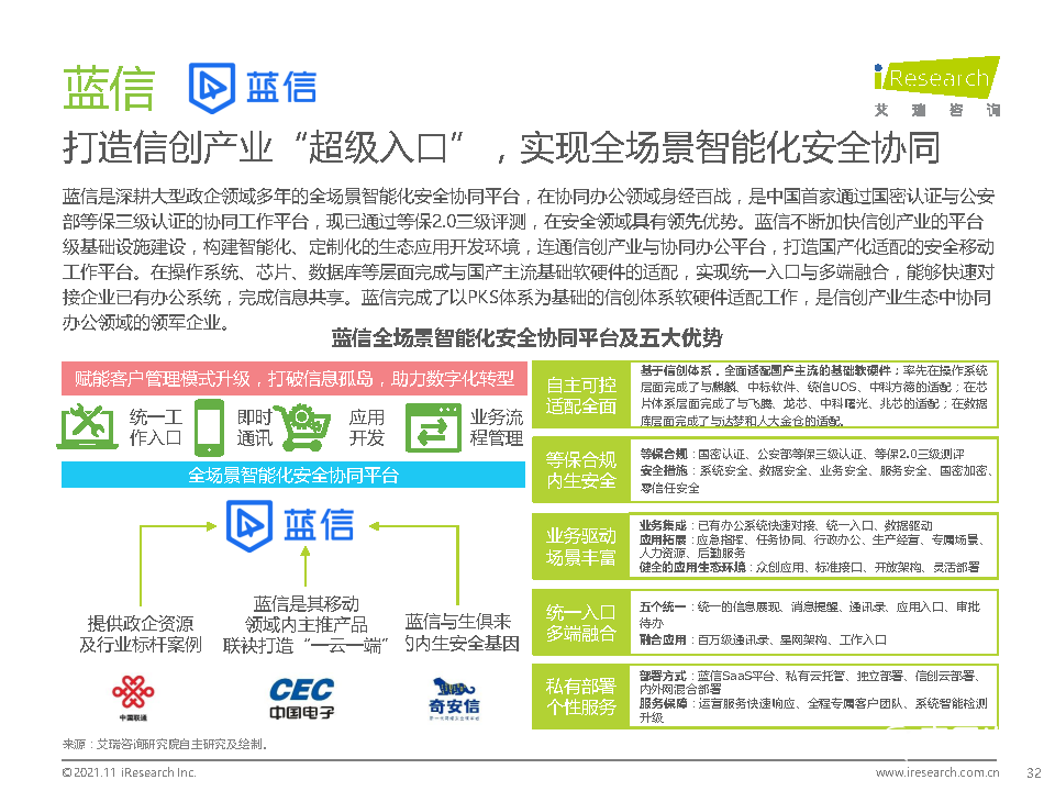 021年中国综合移动办公平台行业研究报告"